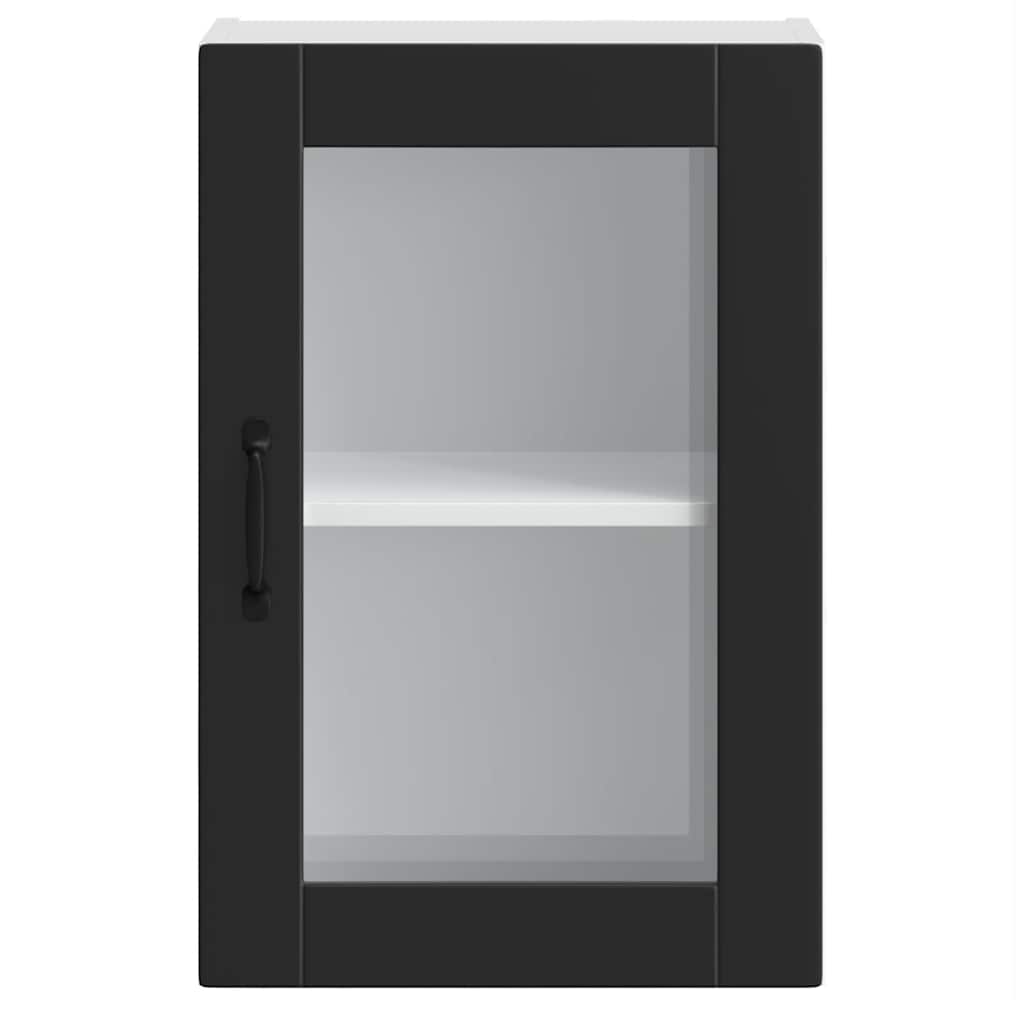 Kitchen Wall Cabinet with Glass Door Porto Black